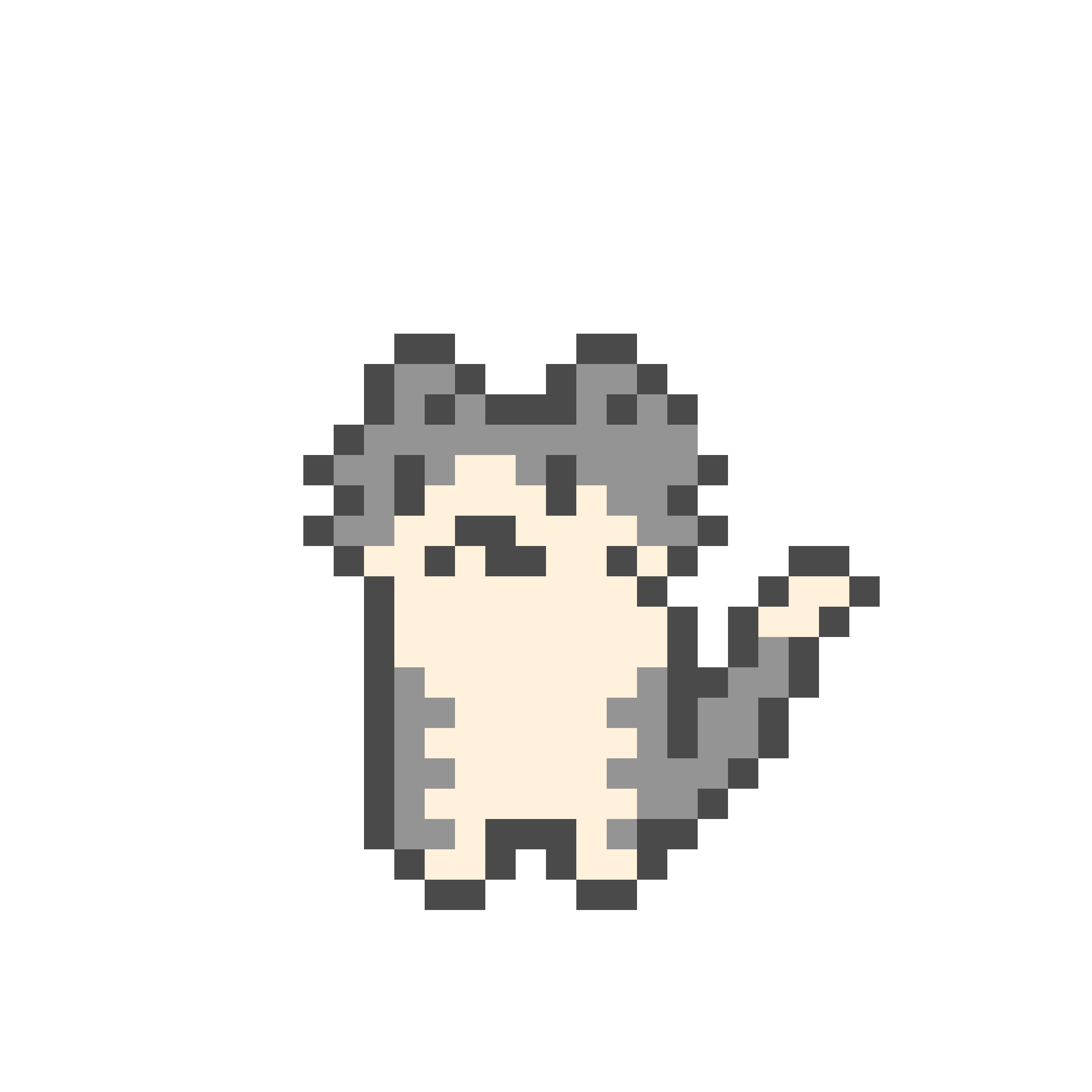 手を上げるハチワレのドット絵